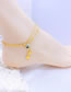 Fashion Gold Titanium Steel Shell Butterfly Petal Tassel Square Zirconia Double Layer Anklet