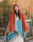 Fashion Transition Color - Red And White Cotton Color-block Knit Fringed Sun Protection Shawl