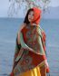 Fashion Sea Of Flowers - Orange Cotton Printed Knit Sunscreen Shawl