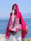 Fashion Sea Of Flowers - Red Cotton Printed Knit Sunscreen Shawl