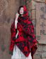 Fashion Black Red Cotton Printed Knit Sunscreen Shawl