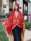 Fashion Red And Yellow Triangle Cashmere-effect Print Fringed Shawl