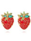 Fashion Color Alloy Diamond Strawberry Stud Earrings