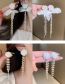 Fashion 19# No Pierced Ear Clip - Silver Pink Flower Tassel Alloy Diamond Flower Tassel Clip Earrings