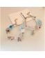 Fashion Bracelet - Blue Double Layer Alloy Flower Geometric Beaded Bracelet