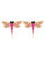 Fashion Rose Red Alloy Diamond Dragonfly Stud Earrings