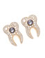 Fashion Rhinestones Alloy Diamond Imitation Pearl Tooth Stud Earrings