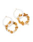 Fashion Yellow Pearl Turquoise Beaded Double Layer Hoop Earrings