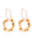Fashion Yellow Pearl Turquoise Beaded Double Layer Hoop Earrings