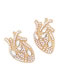 Fashion Red Alloy Diamond Heart Stud Earrings