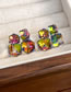 Fashion Color Geometric Cube Crystal Stud Earrings
