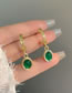 Fashion Pair Of Green Stud Earrings Alloy Geometric Oval Hoop Earrings