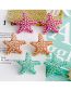 Fashion Green Metal And Diamond Cutout Starfish Stud Earrings