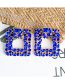 Fashion Blue Alloy Diamond Square Stud Earrings