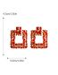 Fashion Red Alloy Diamond Square Stud Earrings