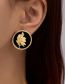 Fashion Gold Alloy Geometric Portrait Drip Oil Round Stud Earrings