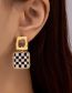 Fashion Gold Alloy Drip Check Square Earrings