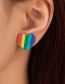 Fashion Pentagram Plastic Color Stripe Star Stud Earrings