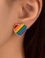 Fashion Wings Heart Alloy Color Stripe Heart Stud Earrings