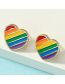Fashion Love Alloy Color Stripe Heart Stud Earrings