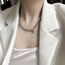 Fashion 3# Alloy Pearl Beaded Chain Square Necklace