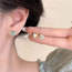 Fashion Green Pure Copper Heart Bow Earring Set