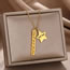 Fashion Gold Titanium Steel Pentagram Alphabet Necklace