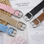 Fashion Pink Braided Wide Belt With Patent-leather Metal Sun Buckle