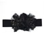 Fashion Black Mesh Sequin Floral Elastic Wide Belt