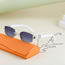 Fashion Gold Frame Ash Powder Pc Small Square Frame Sunglasses With Chain