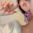 Fashion Purple Alloy Diamond-encrusted Crystal Tassel Earrings