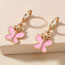 Fashion 02 White Alloy Oil Drip Butterfly Hoop Earrings