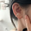 Fashion One Right Ear Size Star Stud Earrings (with Earplugs) Brass Stud Earrings With Diamonds (single)
