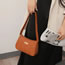Fashion Brown Pu Embroidery Thread Large Capacity Shoulder Bag