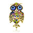 Fashion Gold Alloy Diamond Owl Brooch