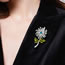 Fashion Silver Alloy Diamond Flower Brooch