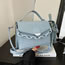 Fashion Blue Pu Checkered Embossed Flap Messenger Bag