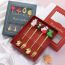 Fashion Peach Pineapple/spoon Fork Gold-red Box Set Of Four Titanium Steel Geometric Fruit Spoon And Fork Set