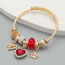 Fashion Red Alloy Diamond Heart Crown Multi-element Bracelet