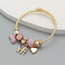Fashion Pink Alloy Diamond Heart Elephant Flower Multi-element Bracelet