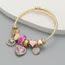 Fashion Pink Alloy Diamond Heart Multi-element Bracelet