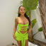 Fashion Green Polyester Hollow Strap Bodysuit Skirt Set