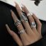 Fashion Silver Alloy Geometric Claw Skull Coffin Ring Set