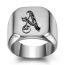 Fashion F Titanium Steel 26 Alphabet Square Men's Ring
