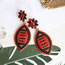 Fashion Red Alloy Diamond Bead Rugby Earrings