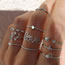 Fashion C Alloy Diamond Geometric Pearl Letter Heart Ring Set