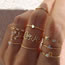 Fashion B Alloy Diamond Geometric Pearl Letter Heart Ring Set