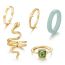 Fashion 2# Alloy Serpentine Square Diamond Heart Ring Set