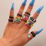 Fashion Silver Resin Geometric Beads Beaded Hollow Heart Ring Set