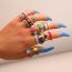 Fashion Silver Resin Geometric Beads Beaded Hollow Heart Ring Set